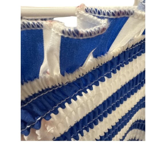 Lark + Grey Maxi Dress Blue and White Striped Tie Straps Size L Pre-owned Good - Picture 5 of 8